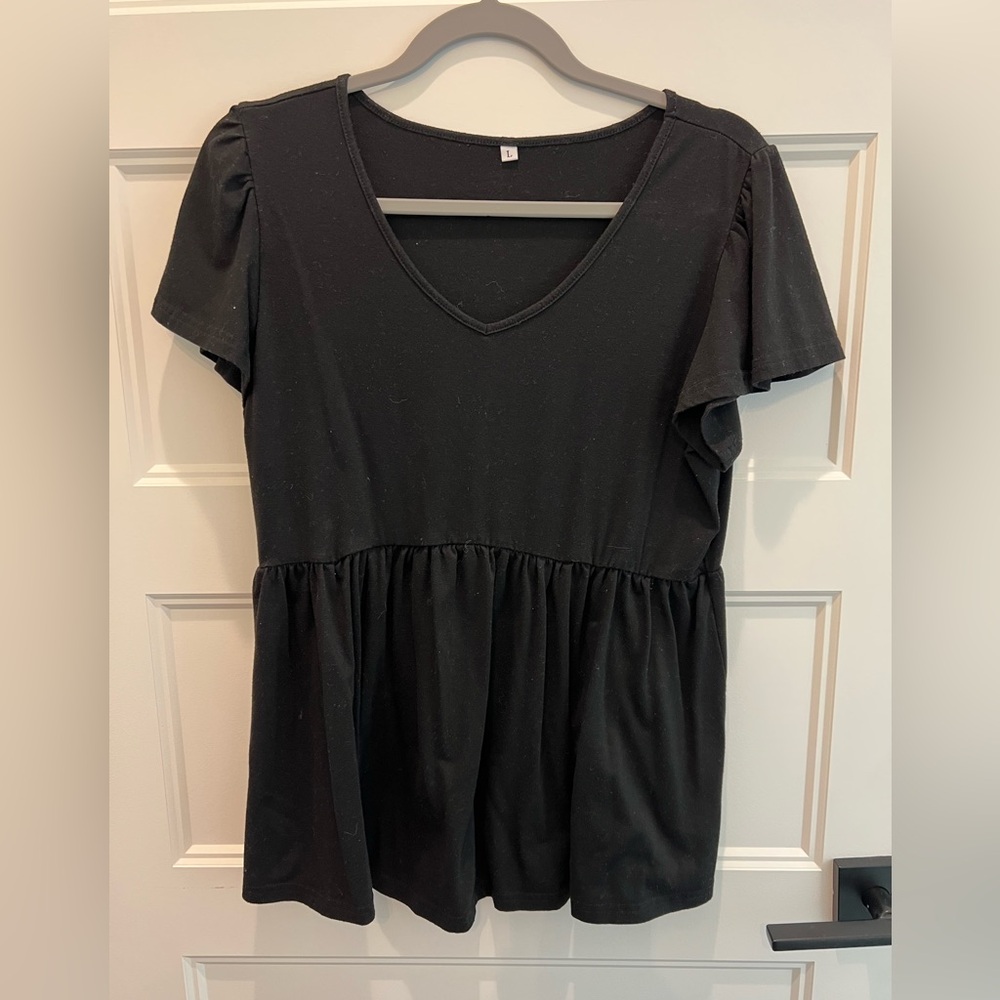 Black maternity, short sleeve shirt